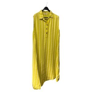 Vanessa‎ Alexandra Linen Dress 3X Sleeveless Striped Yellow Made in Italy